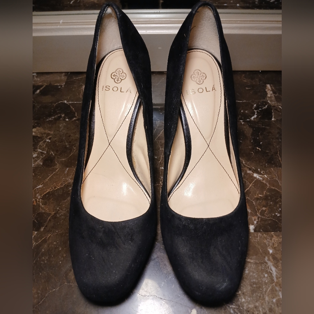 Isola Classic Black Suede Heels